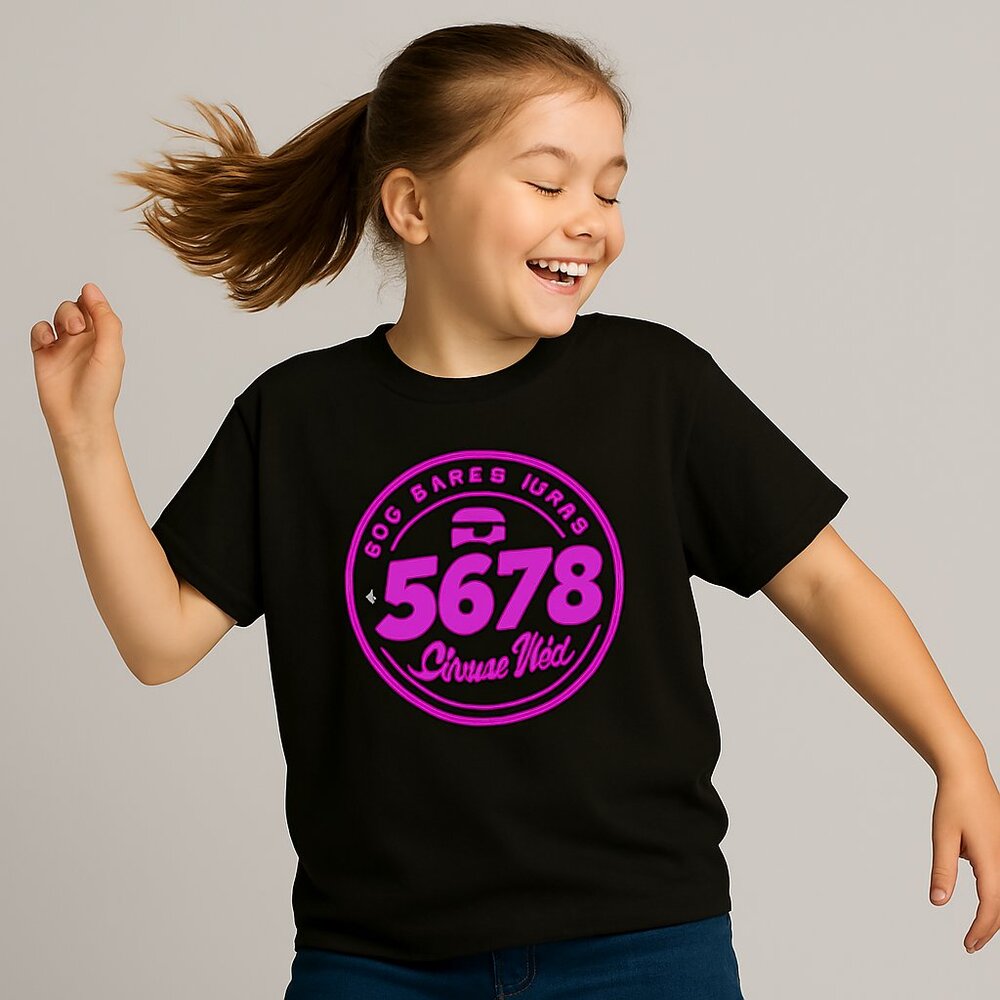 M&O Girls Gold Graphic Dance Tee Shirt Black Pink Youth Large 14-16